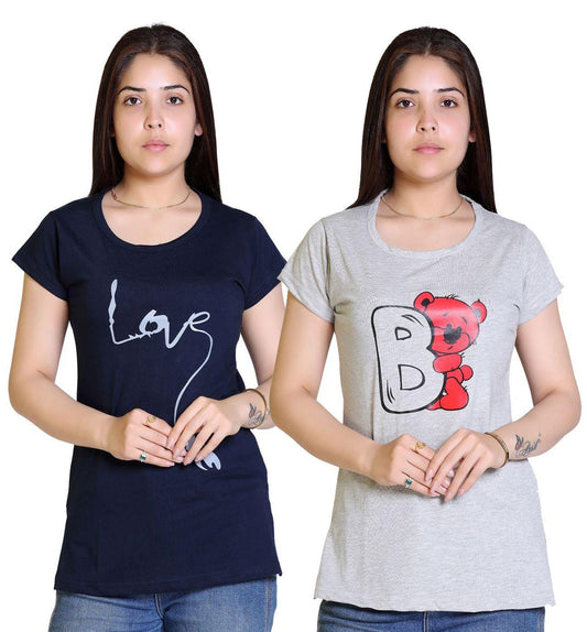 Women's Cotton Graphic Print T-Shirt Buy 1 Get 1 Free a51190