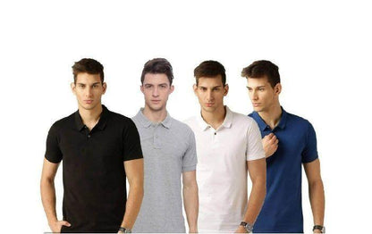 Poly Cotton Solid Half Sleeves Mens Polo T-shirt (Pack of 4) a51190