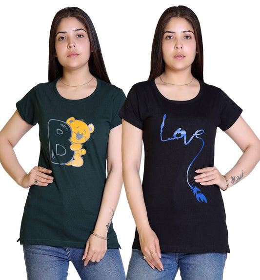 Women's Cotton Graphic Print T-Shirt Buy 1 Get 1 Free a51190