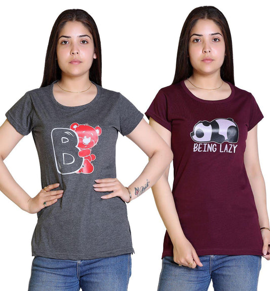 Women's Cotton Graphic Print T-Shirt Buy 1 Get 1 Free a51190