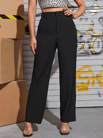 Elegant Grey & Black Lycra Solid Trousers Combo For Women a51190